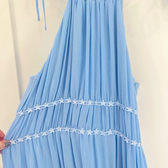 NWT $298 LOVERS + FRIENDS Womens M Powder Blue Lucy Maxi Dress Sleeveless Stars. - Picture 12 of 12